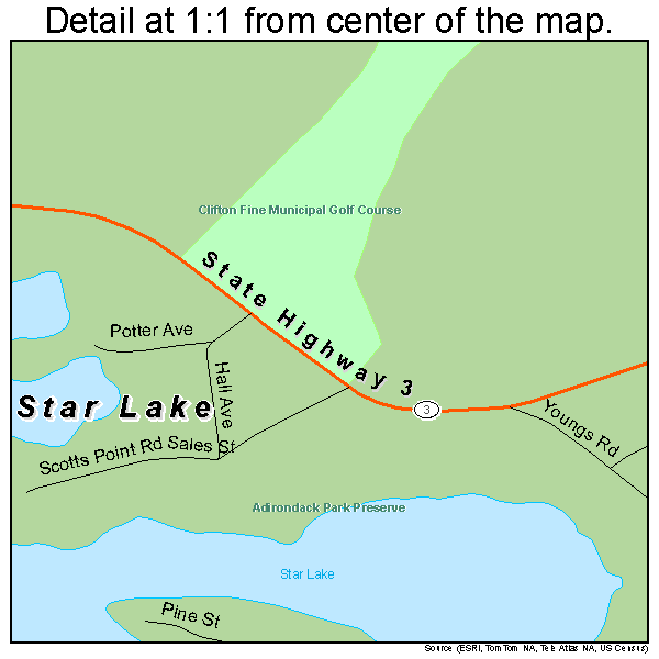 Star Lake, New York road map detail