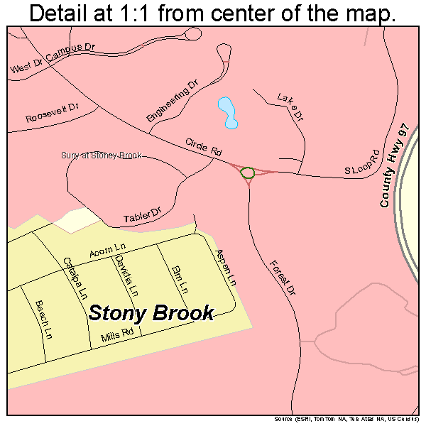 Stony Brook, New York road map detail