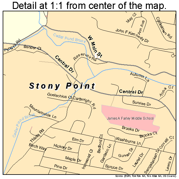 Stony Point, New York road map detail