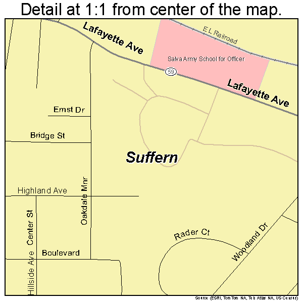 Suffern, New York road map detail