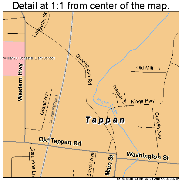 Tappan, New York road map detail