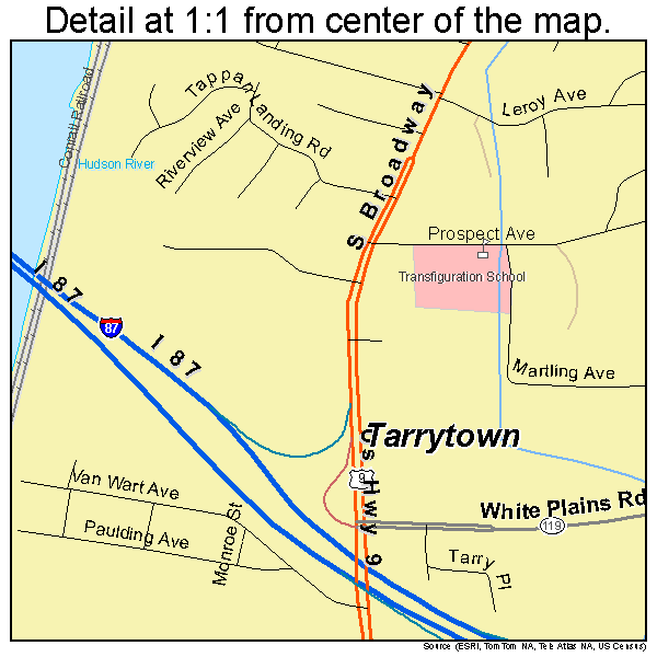 Tarrytown, New York road map detail