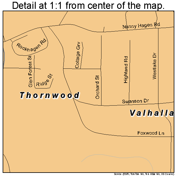 Thornwood, New York road map detail