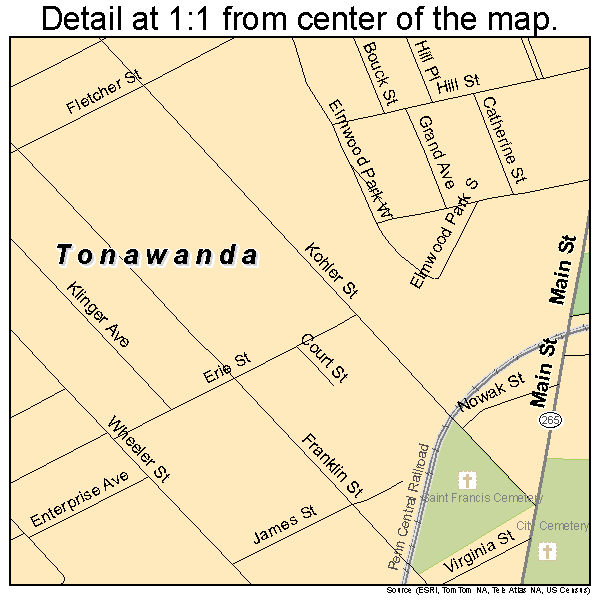 Tonawanda, New York road map detail