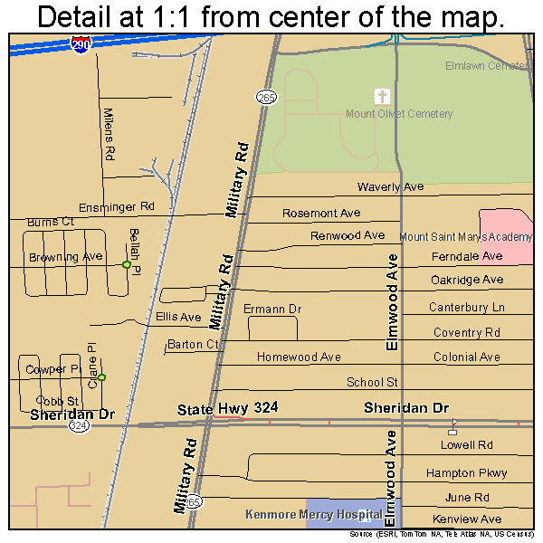 Tonawanda, New York road map detail