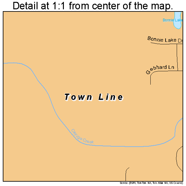 Town Line, New York road map detail