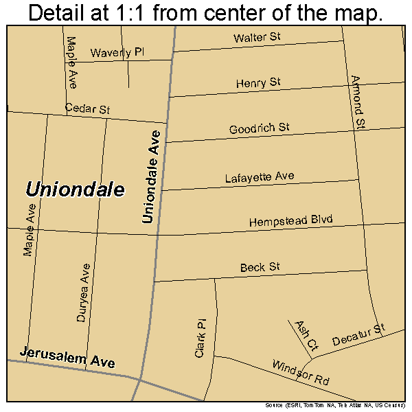 Uniondale, New York road map detail