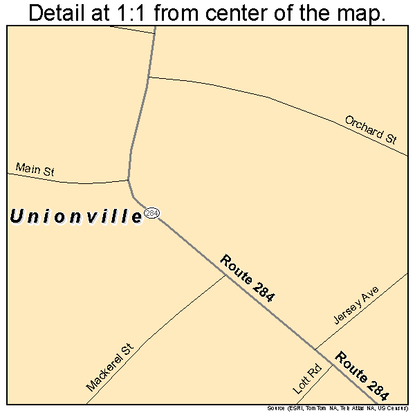 Unionville, New York road map detail