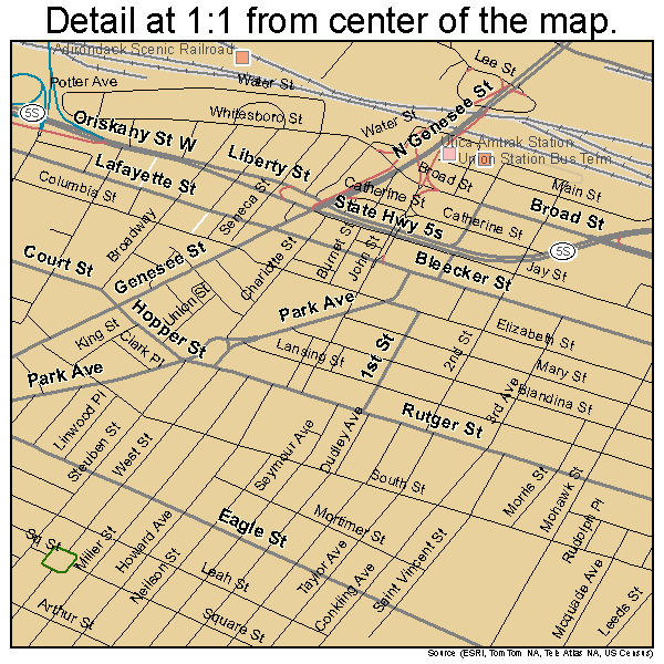 Utica, New York road map detail