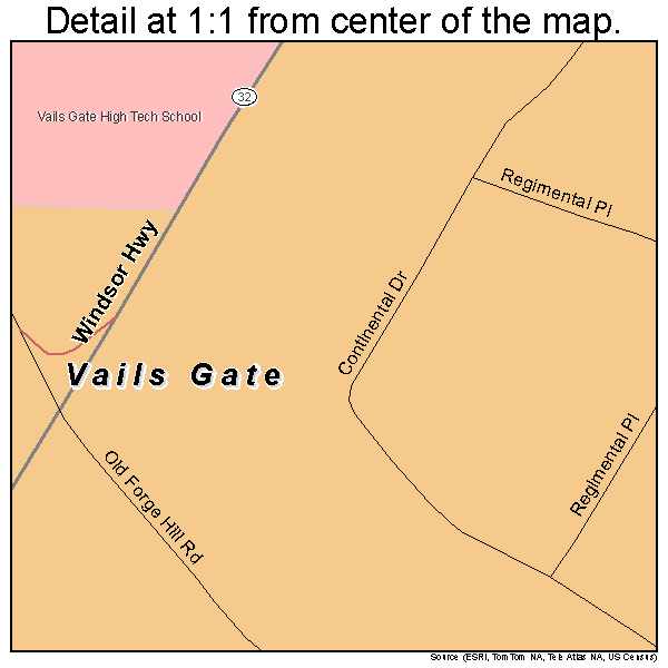 Vails Gate, New York road map detail