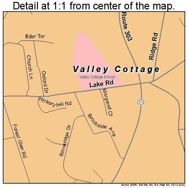 Valley Cottage, New York road map detail