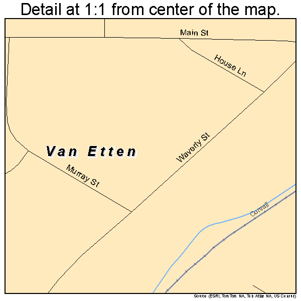 Van Etten, New York road map detail