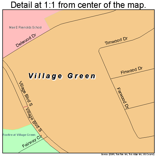 Village Green, New York road map detail