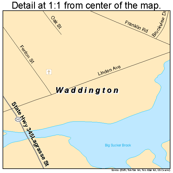 Waddington, New York road map detail
