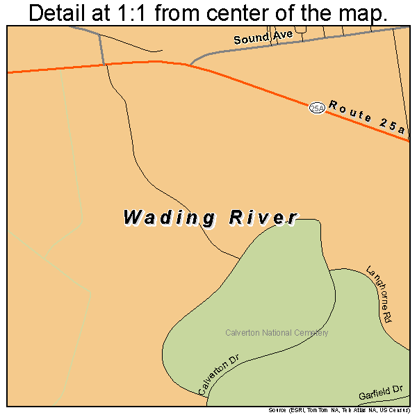 Wading River, New York road map detail