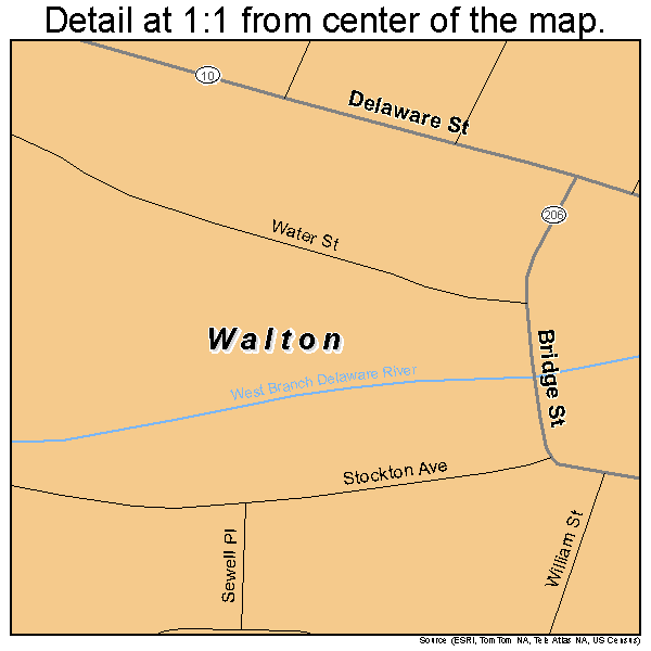 Walton, New York road map detail