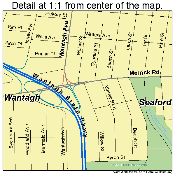 Wantagh, New York road map detail