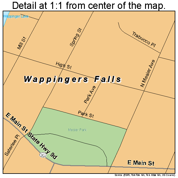 Wappingers Falls, New York road map detail