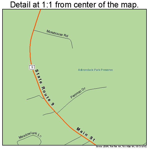 Warrensburg, New York road map detail