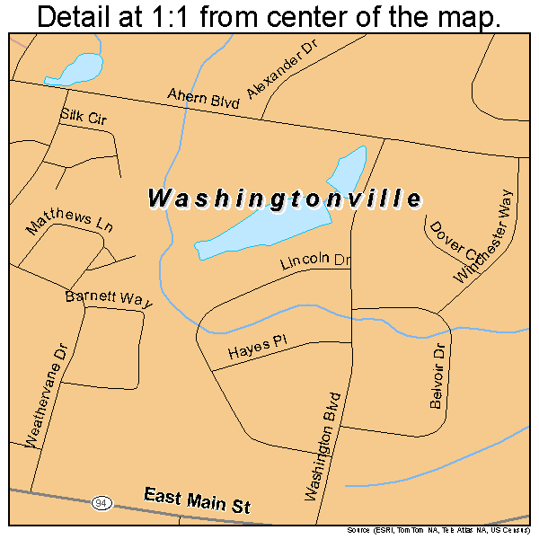 Washingtonville, New York road map detail