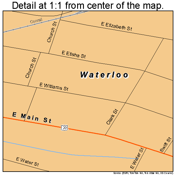 Waterloo, New York road map detail