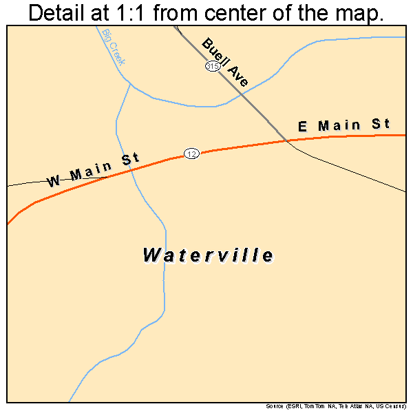 Waterville, New York road map detail