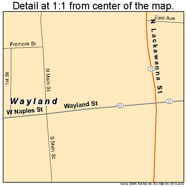 Wayland, New York road map detail