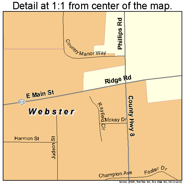 Webster, New York road map detail