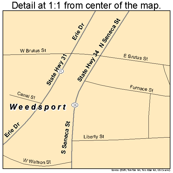Weedsport, New York road map detail