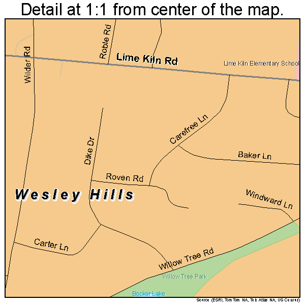 Wesley Hills, New York road map detail