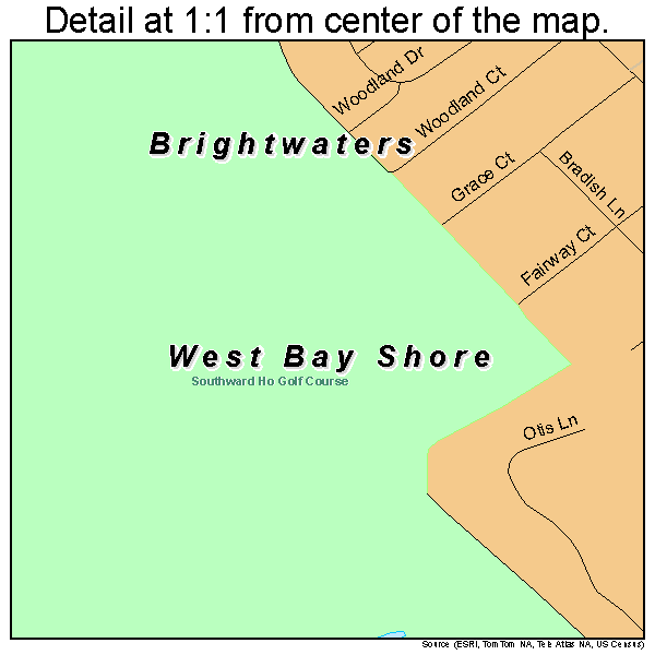 West Bay Shore, New York road map detail