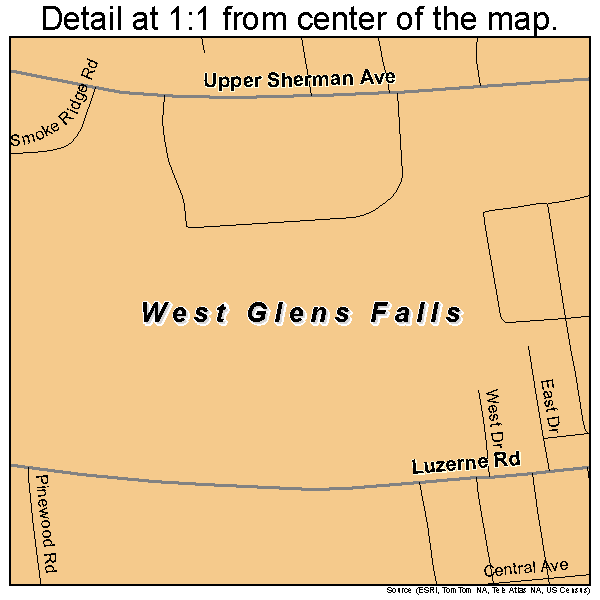 West Glens Falls, New York road map detail