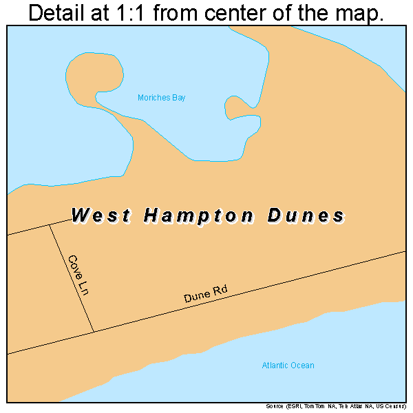 West Hampton Dunes, New York road map detail