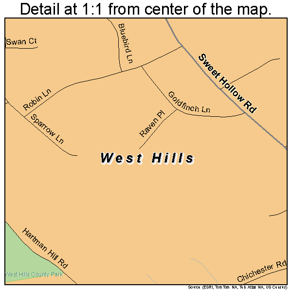 West Hills, New York road map detail