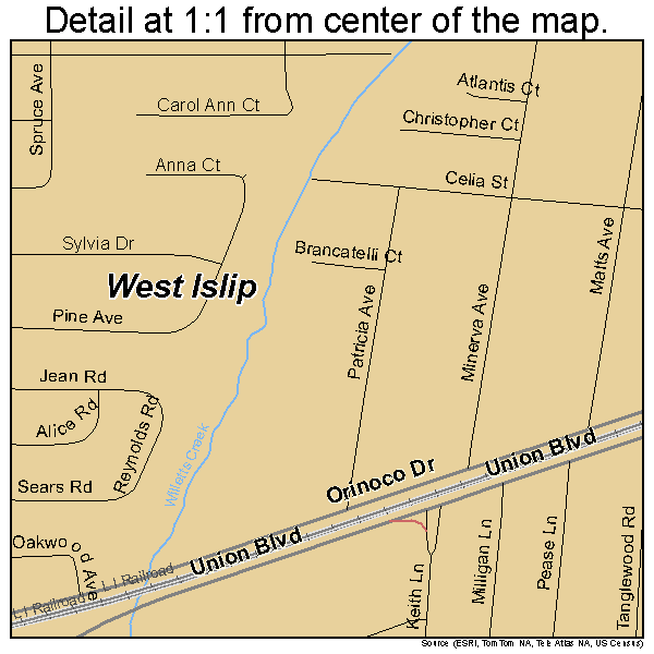 West Islip, New York road map detail