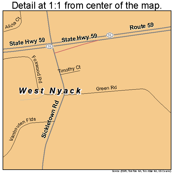 West Nyack, New York road map detail
