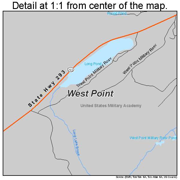 West Point, New York road map detail