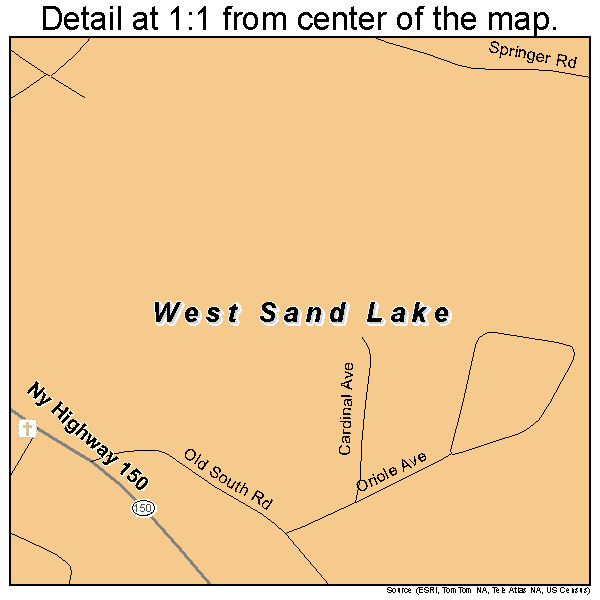 West Sand Lake, New York road map detail