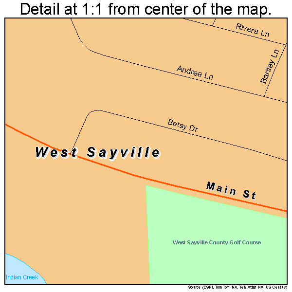 West Sayville, New York road map detail