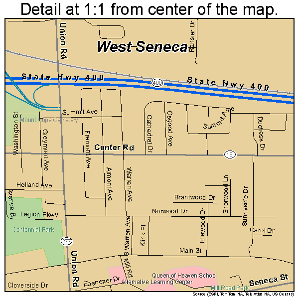 West Seneca, New York road map detail