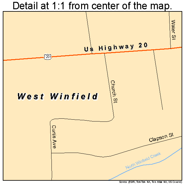 West Winfield, New York road map detail
