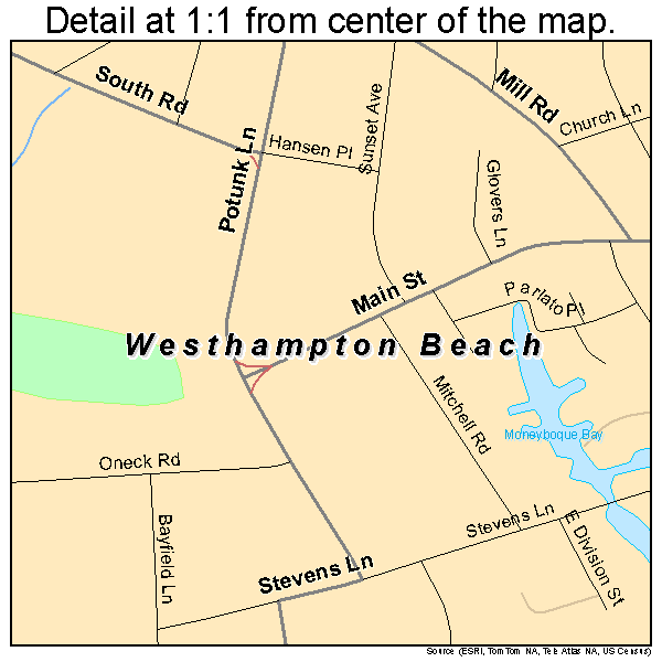 Westhampton Beach, New York road map detail