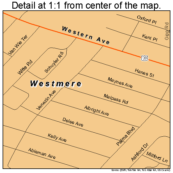 Westmere, New York road map detail
