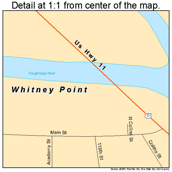 Whitney Point, New York road map detail