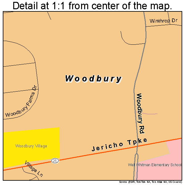 Woodbury, New York road map detail