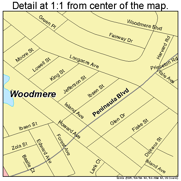Woodmere, New York road map detail
