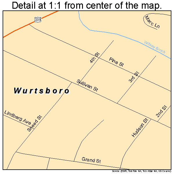 Wurtsboro, New York road map detail