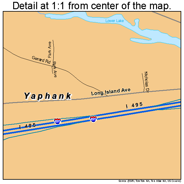 Yaphank, New York road map detail