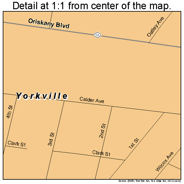 Yorkville, New York road map detail