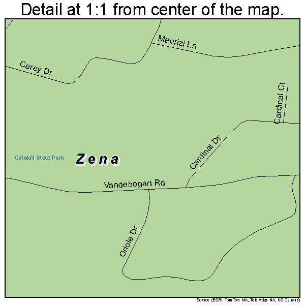 Zena, New York road map detail